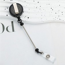 5 PC. Beadable Retractable Badge Reel DIY Black spring clip backed