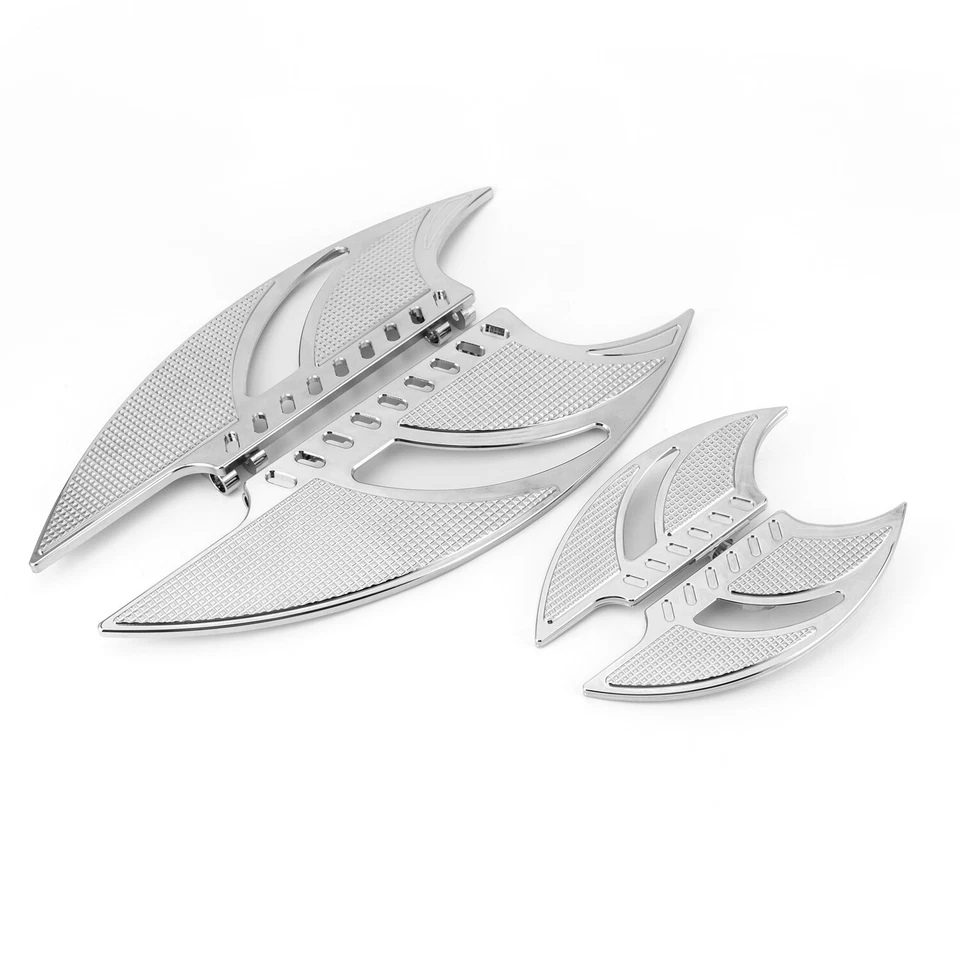 Chrome Front and Rear Footboards For Harley Touring Street Glide Softail Deluxe - Image 4 of 4