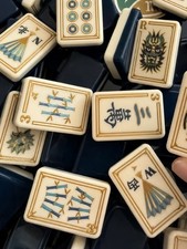 NEW Layered Mahjong Tiles Full American Set 160 Tiles Blue tortoise family gift