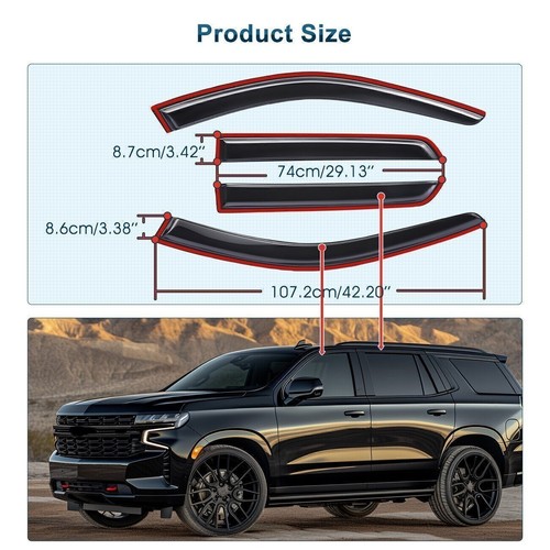 For 2011-2024 Dodge Durango 4pcs Window Visor Vent Sun Rain Guard Wind Deflector