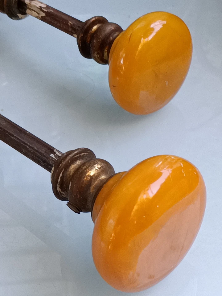 2 juegos de perillas de puerta ámbar caramelo profundo baquelita años 20 originales sin precio base Foto 3 de 4