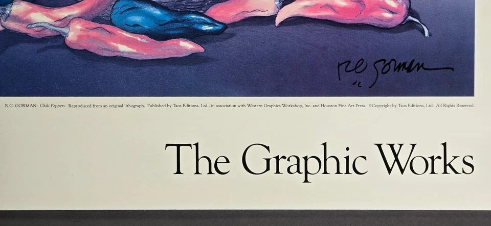Impresión firmada "Chili Peppers" por R.C. Gorman ~ The Graphic Works Navajo 31" x 27" Foto 3 de 4