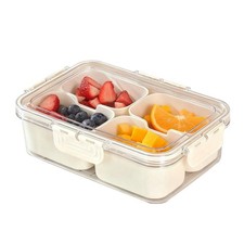 Snackbox mit Fächern, 4 Fächern Snackteller mit Deckel, Snackschale mit Griff...