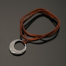 Wikinger Halskette Keltischer Knoten Rund Silber Anhänger Verstellbar Vintage