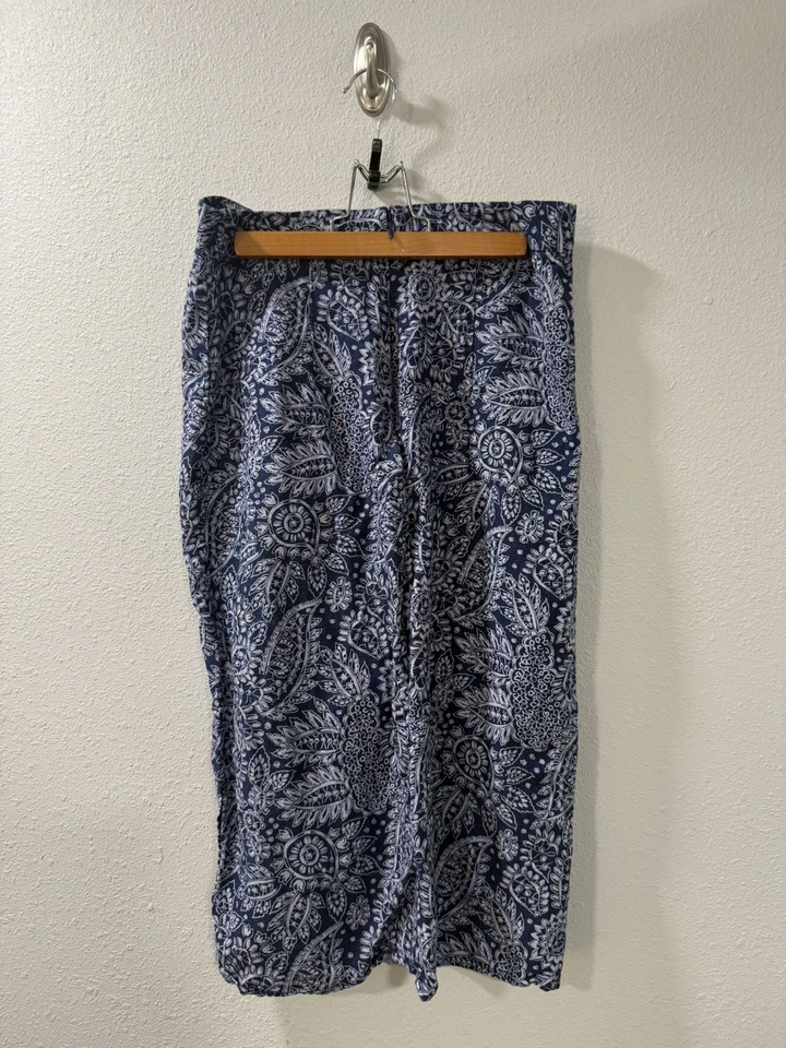 Falda midi anudada mezcla de lino MADEWELL para mujer talla 2 azul blanco cachemira jardín Foto 2 de 4