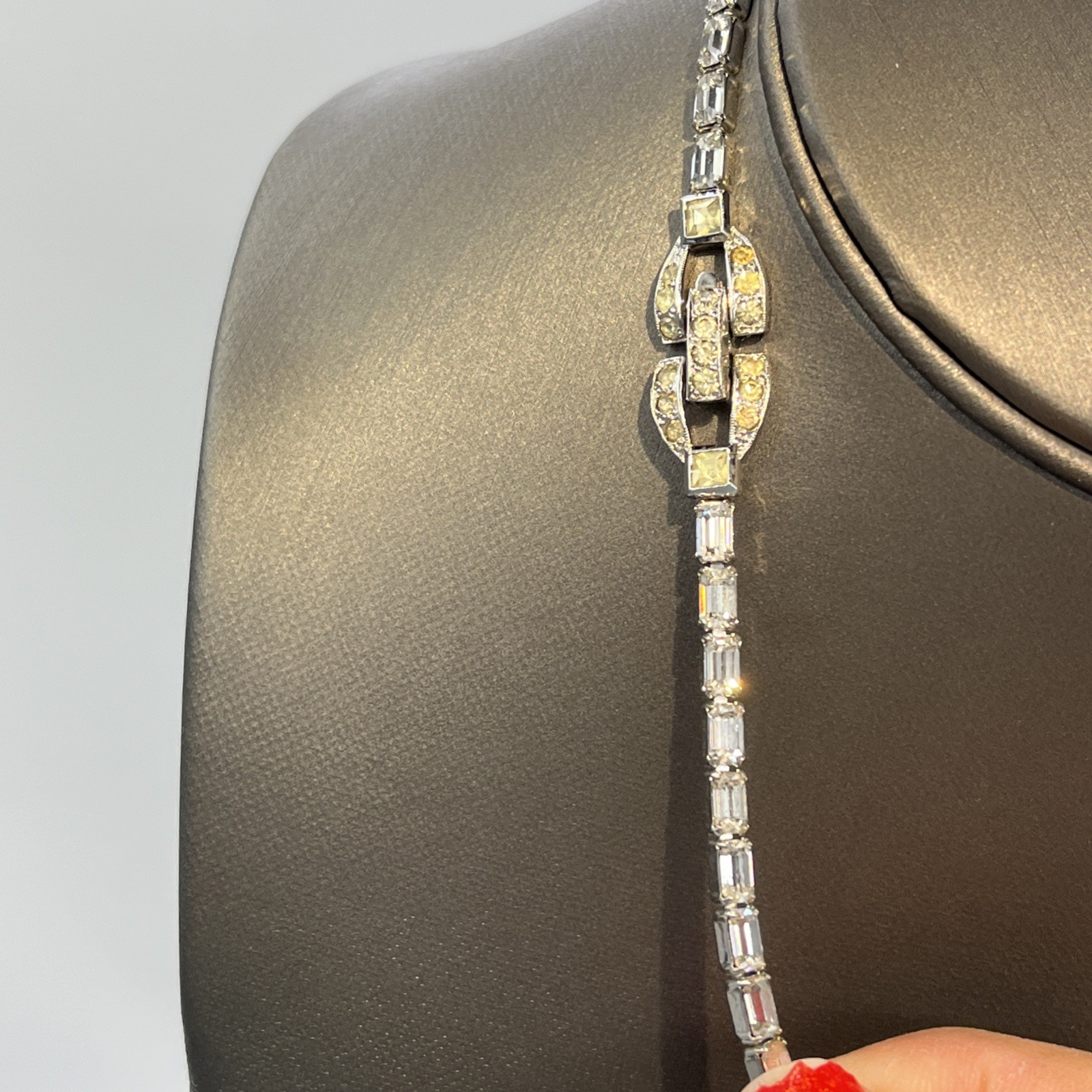 Mazer Simulated Ruby Rhinestone Pendant Necklace … - image 8