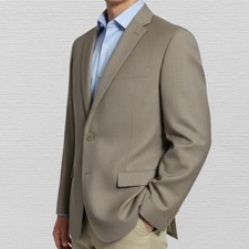 TOMMY HILFIGER Men  s Blazer Sport Coat 2-Button Jacket 44R Tan Beige Wool Blend