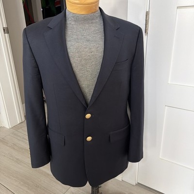 Lauren Ralph Lauren Navy Blazer Sport Coat With Gold Buttons Mens 40R Wool Macys