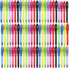 80Pcs Invisible Ink Pen with UV Light Magic Marker for Secret Messages, Writing