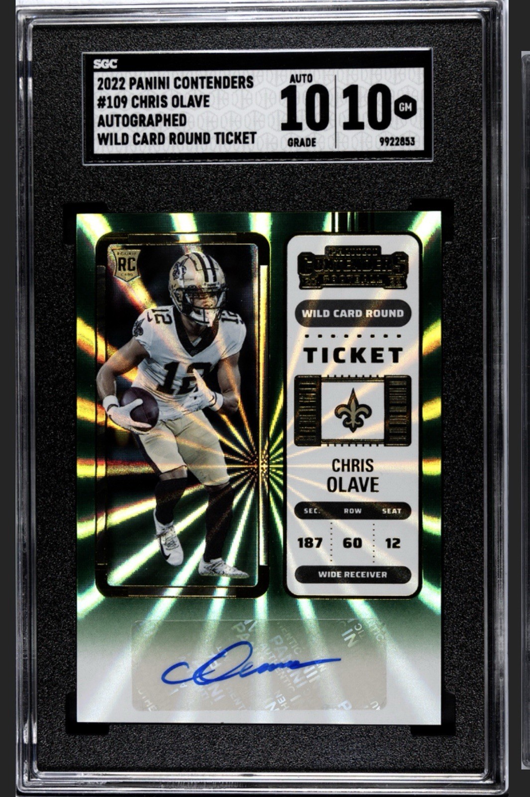 2022 Panini Contenders Optic - Wild Card Round Ticket Chris Olave Autograph #109