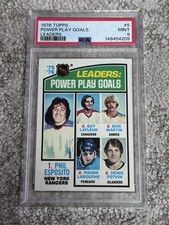 1976 TOPPS HOCKEY CARD PSA 9 POWER PLAY GOAL LEADERS POTVIN LAFLEUR ESPOSITO HOF
