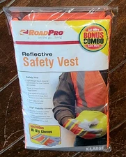 Reflective Safety Vest ~XLarge~ Light Weight Mesh with Bonus Hi-Vis Gloves!