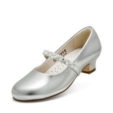 Flower Girl Dress Shoes for Girls Low Heels Pearl Mary Jane Wedding Pumps
