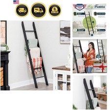 Blanket Ladder for The Living Room and Bedroom, 5ft 8 inch, 6-Tier Wall Leani...