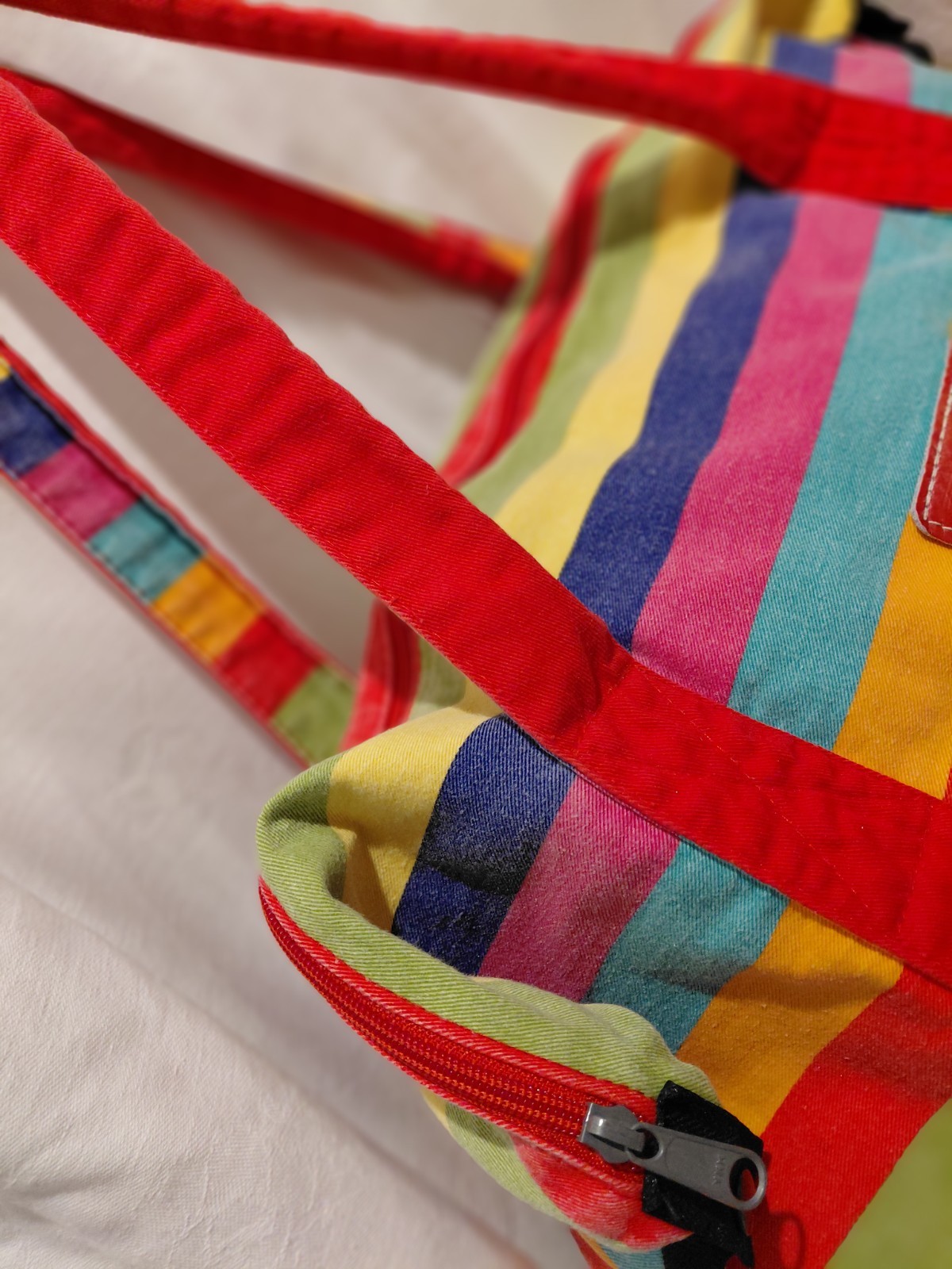 1990s ESPIRIT brand, Multi-Colored Striped- Tote … - image 2