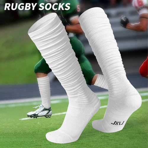 Scrunch Football Socks Ultra Long Cotton Knee High Socks Padded Rugby Socks YMGP - Picture 7 of 9