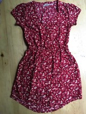 Kimchi Blue Urban Outfitters Red Floral Silky Sabrina Shirt Dress Small