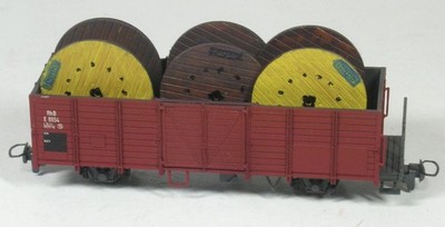 H0e Hochbordwagen E 6654 RhB m. Ladung Bemo 2051 TOP ! 2