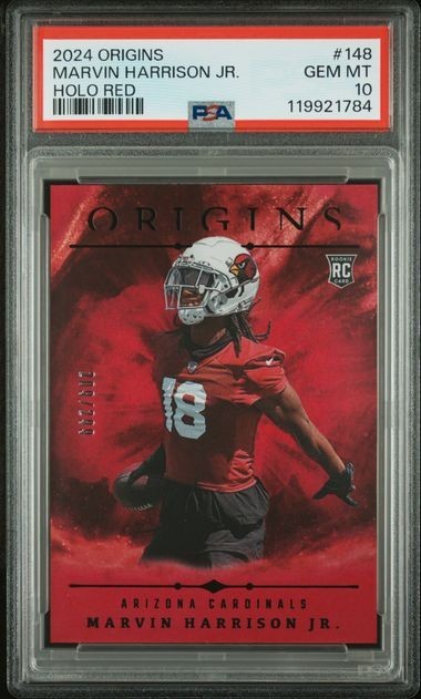Marvin Harrison Jr 2024 Panini Origins #148 Holo Red /299 RC PSA 10 CARDINALS
