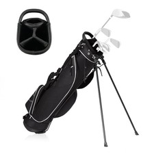 Golf Stand Cart Bag Club w/4 Way Divider Carry Organizer Pockets Storage Black