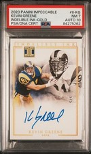 2020 Panini Impeccable Indelible Ink Gold Kevin Greene On Card Auto /5 PSA 7