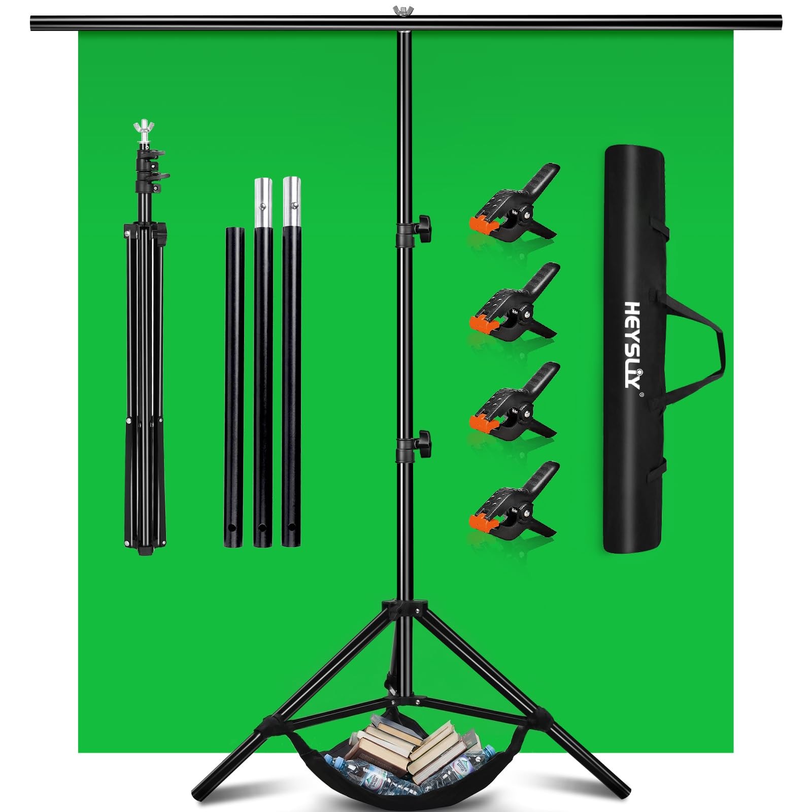 Heysliy Green Screen 6.5 x 5 ft Backdrop and x T Stand,