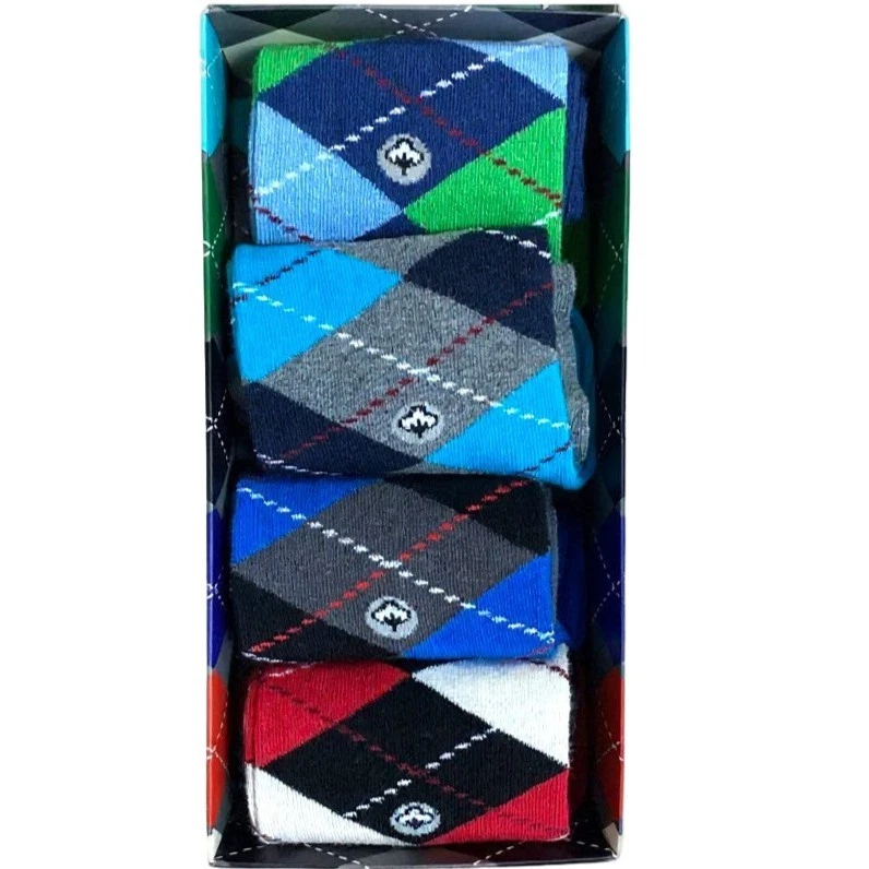 Men Cotton Crew Dress Sock – Stylish for Work and Casual Wear - 4 Pair Boxed Set
