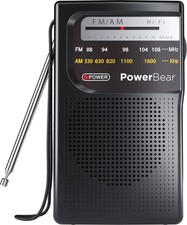 Portable Radio AM/FM, 2AA Battery Operated with Long Range Reception for In...