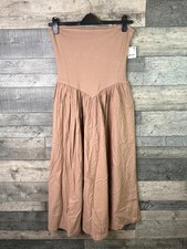 Free People Onda Midi Dress Size Medium Brown Strapless Boho Bandeau Dropped