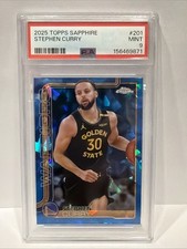 STEPHEN CURRY 2025-26 TOPPS CHROME SAPPHIRE REFRACTOR WARRIORS PSA 9