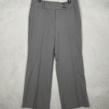 NEW Ann Taylor Pants Womens 10 Grey Curvy Wide Leg Dress Herringbone Flat Front