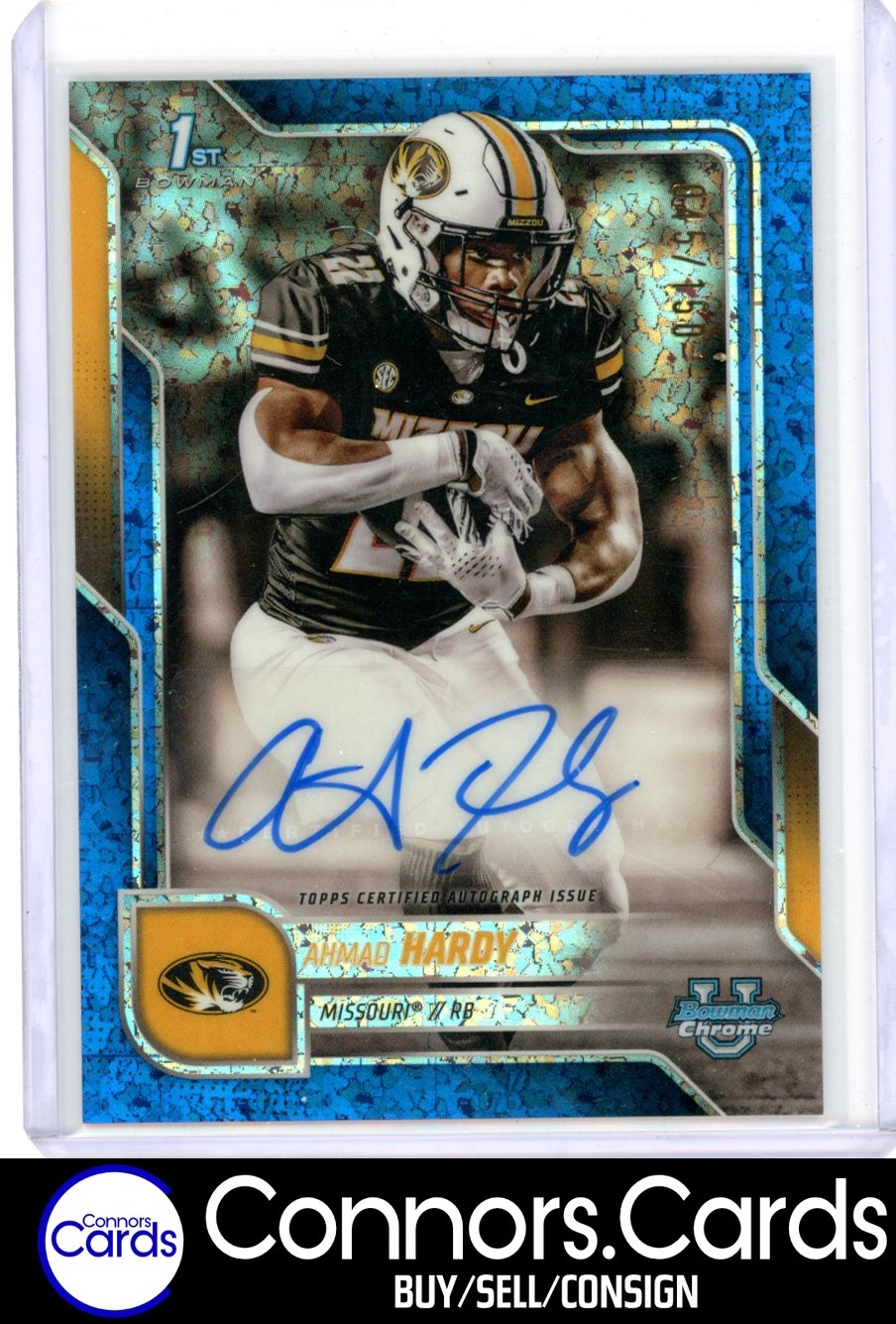 Ahmad Hardy Auto 2025 Bowman University Chrome #BCA-AHA Blue Mini Diamond /150