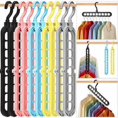 Space Saving Hangers 10 Pack Closet Organizer 9 Hole Magic Hangers Set