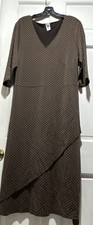 Gap Sheath Rayon Dress 3/4 Sleeve V neck Brown-Beige Belt Women’s Size XL