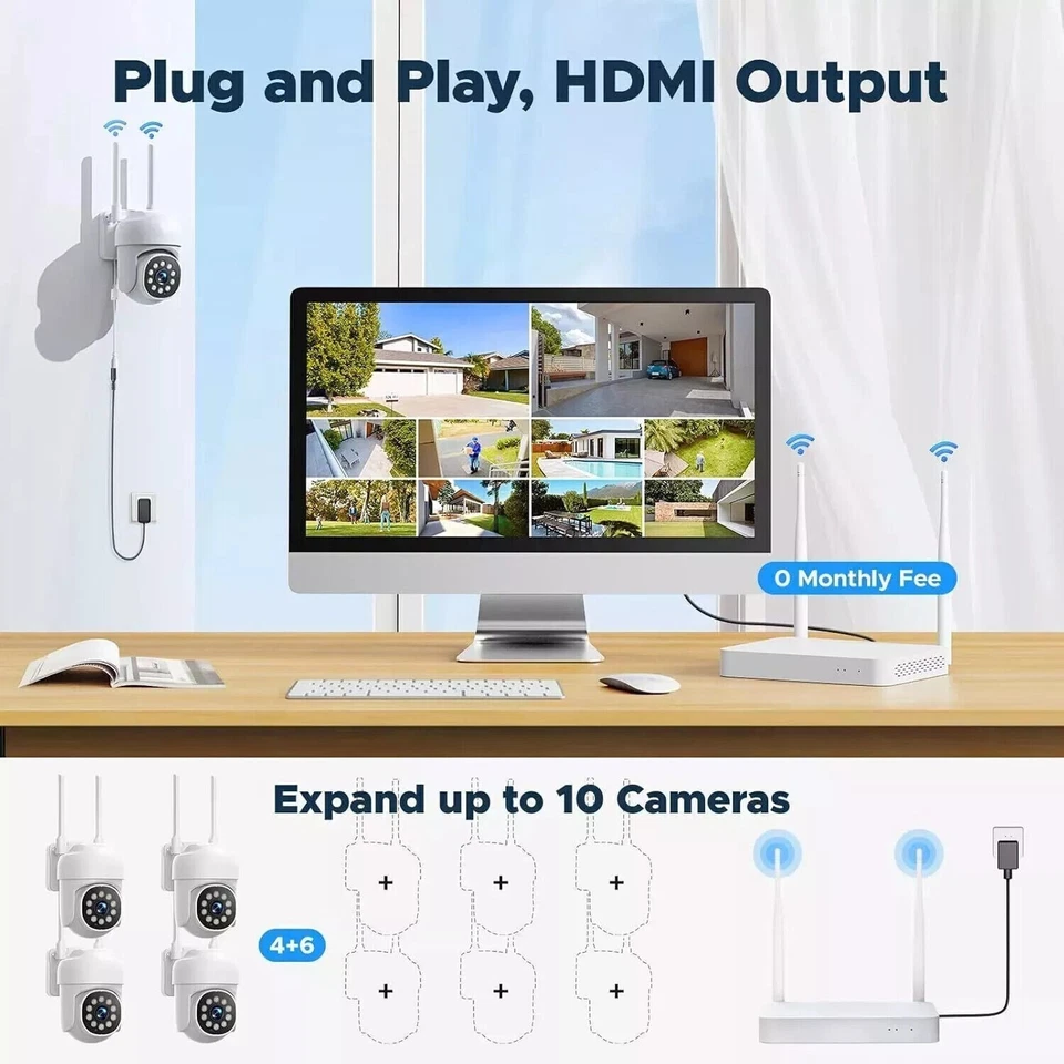 WLAN IP66 Überwachungskamera Set 10CH 2MP NVR Outdoor PTZ Kamera 24/7-Recording - Bild 4 von 4