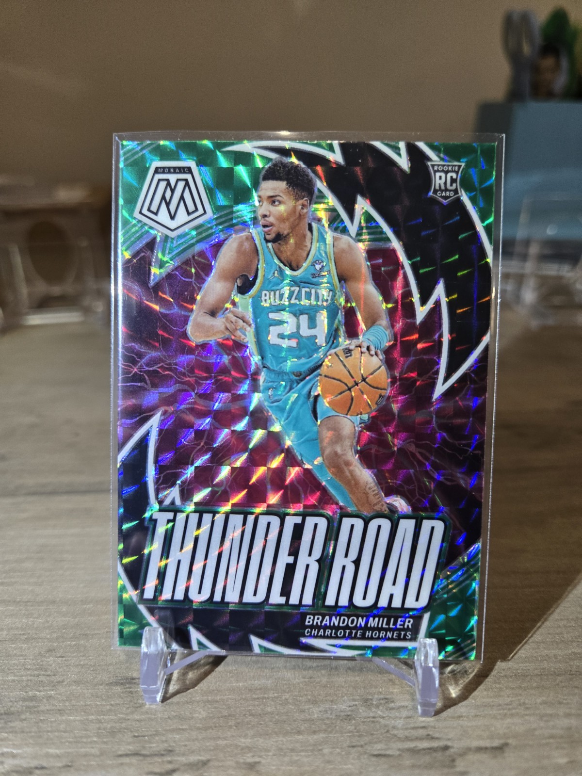 Brandon Miller 2023-24 Panini Mosaic RC Thunder Road Green Mosaic Prizm Hornets