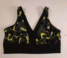 Betsey Johnson Performance Sports Bra Green Black Leopard Exercise Top Sz Lrg