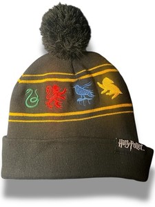 Harry Potter Hogwarts Beanie Cap Hat House Crest Gryffindor Slytherin Rave Huff