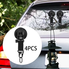 4x Vacuum Suction Cup Hooks with Securing Hook for Camping Tent Outdoor SUV
