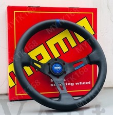Blue Horn Universal Deep Dish Racing Momo Steering Wheel Car Leather 13 320mm