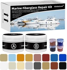 Globalcom Fiberglass Boat Repair Kit, Gel Coat The size is suitable., White