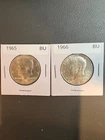 1965 and 1966 40 percent silver BU kennedy half dollars