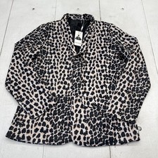 Angashion Blazer Womens XL Beige Leopard Print Shawl Lapel Lined Jacket Work