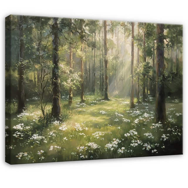 Leinwand Bilder Grün Wald Natur Modern Wandbilder Groß Leinwandbild Wanddeko 70