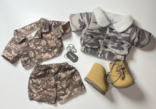 Build A Bear Boy Military Camo Shirt Shorts Jacket Dog Tag Boots Clothes Outfit