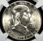 1952 S FRANKLIN HALF DOLLAR NGC MS 63 NICE SATINY WHITE LUSTER, SMOOTH AND
