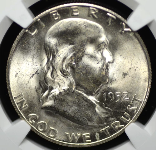 1952 S FRANKLIN HALF DOLLAR NGC MS 63 NICE SATINY WHITE LUSTER, SMOOTH AND