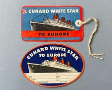 TWO CUNARD WHITE STAR R.M.S."QUEEN MARY" BAGGAGE TAG/LABELS