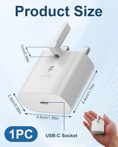 Genuine 25W Super Fast Type C Charger Plug For Samsung Galaxy S20 S21 S22+ ..... - Picture 3 of 5