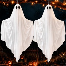4 FT Large Halloween Hanging Ghosts 2 Pack, Halloween Decor Indoor Outdoor Hangi